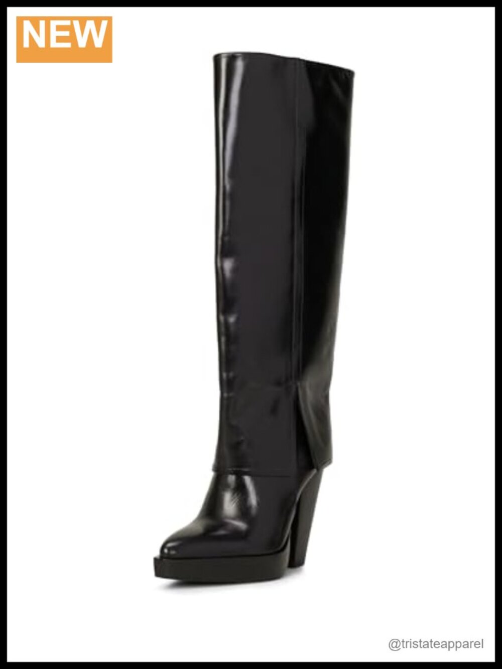 Vince Camuto Women's Knee High Leather Boots Zipper Almond Toe Stacked Heel